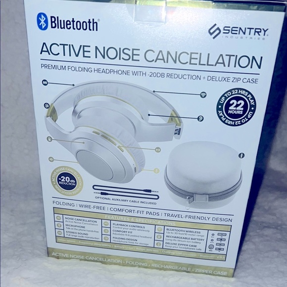 Sentry Over-Ear Headphones White ANC Bluetooth w/noise‎ cancellation - Picture 8 of 16